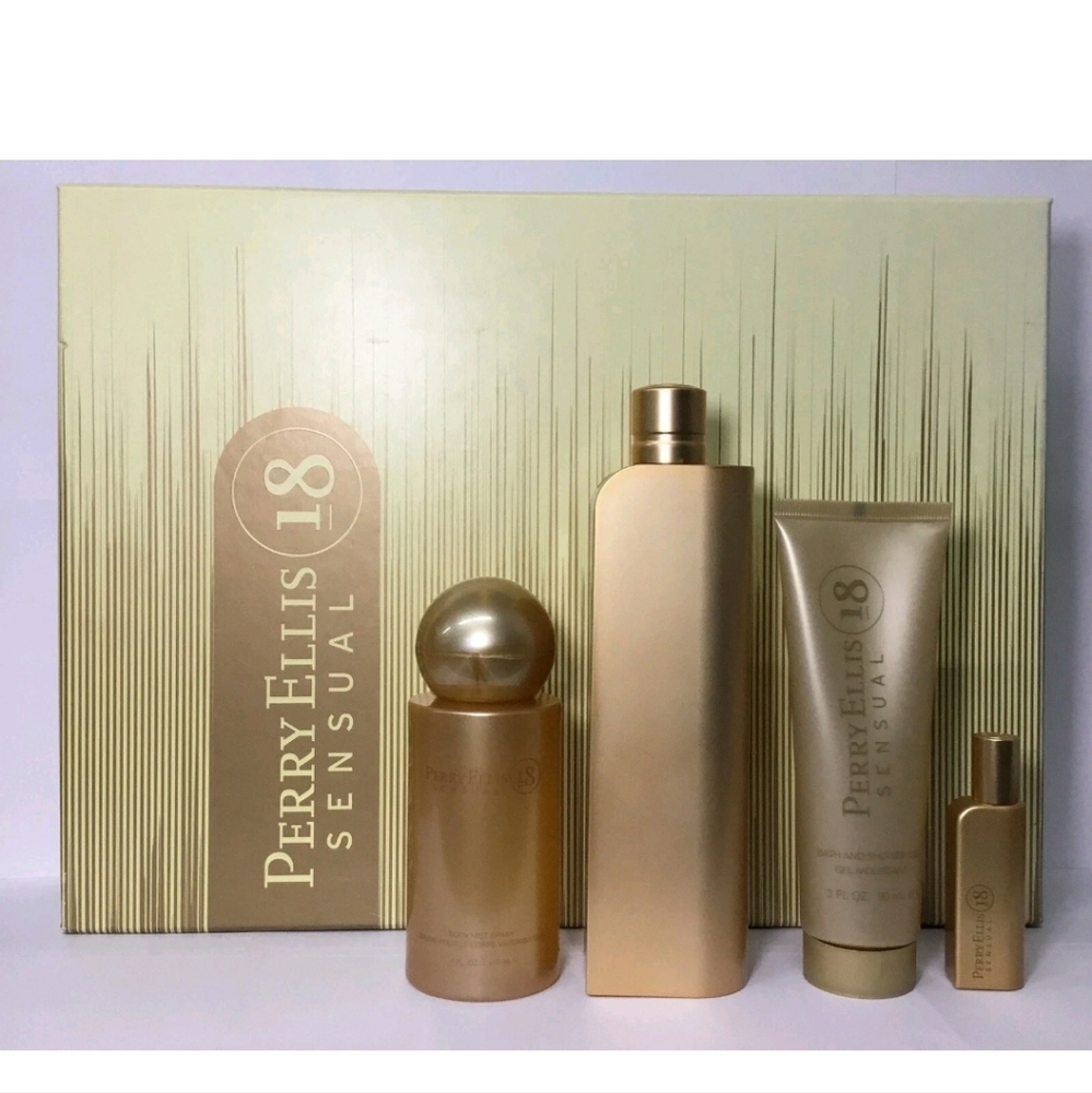 NIB Perry Ellis Sensual 18 Gold Fragrance Set